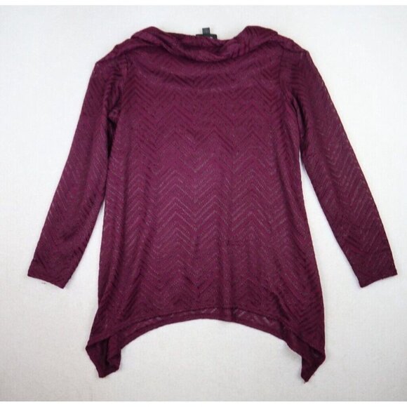 AB STUDIO - WOMEN'S SHEER PURPLE COWL NECK TUNIC SWEATER - SIZE L - Picture 7 of 8